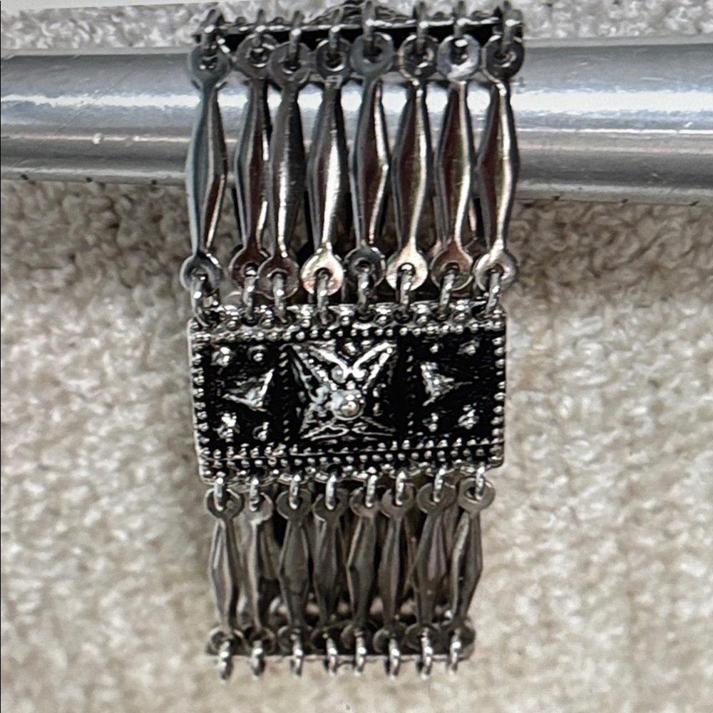 🟡Vintage Taxco Mexican 925 Sterling Silver Panel Link Bracelet 8” Long